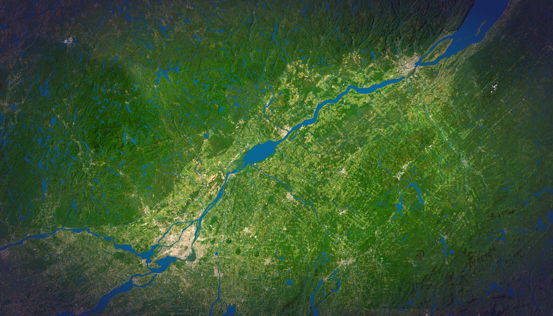 Carte satellite du sud-Québec — parcours TheArtist